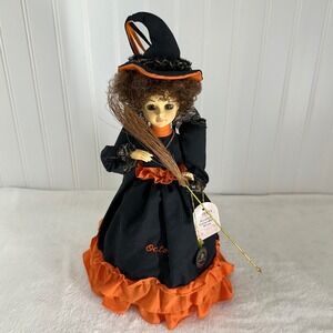 Brinn's Musical Calendar Miss October Witch Doll 1989 Black Orange Excellent LE